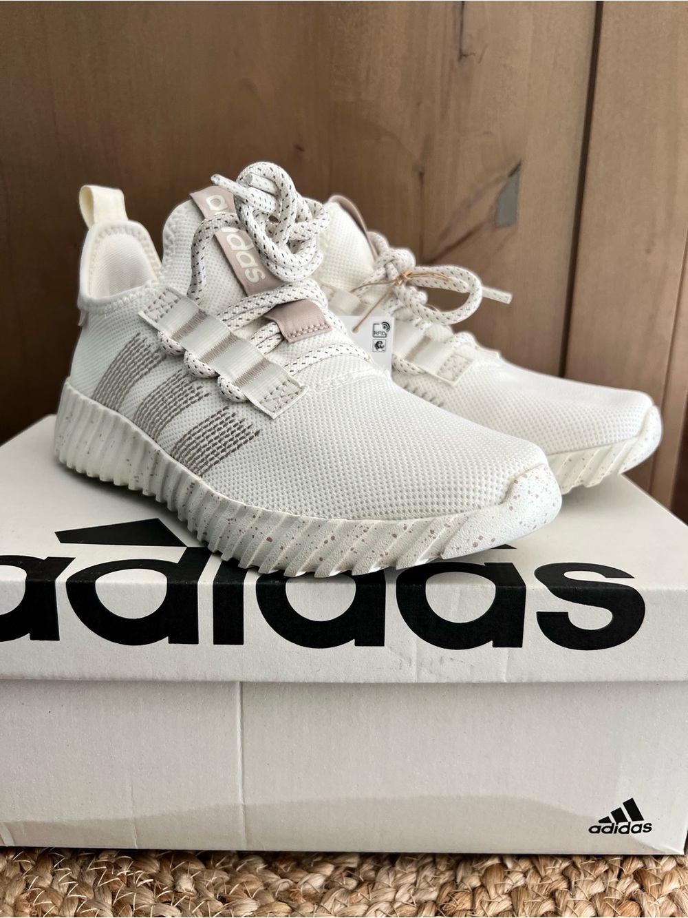 Adidas Kaptir Flow Cream White Knit Athletic Sneakers